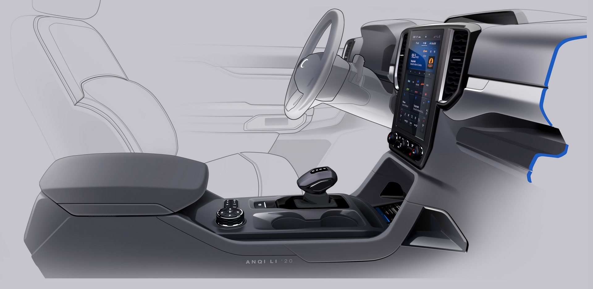 Download 2023 Ford Ranger XLT - AU version - Design Sketch HD Wallpaper 1920x937 #37