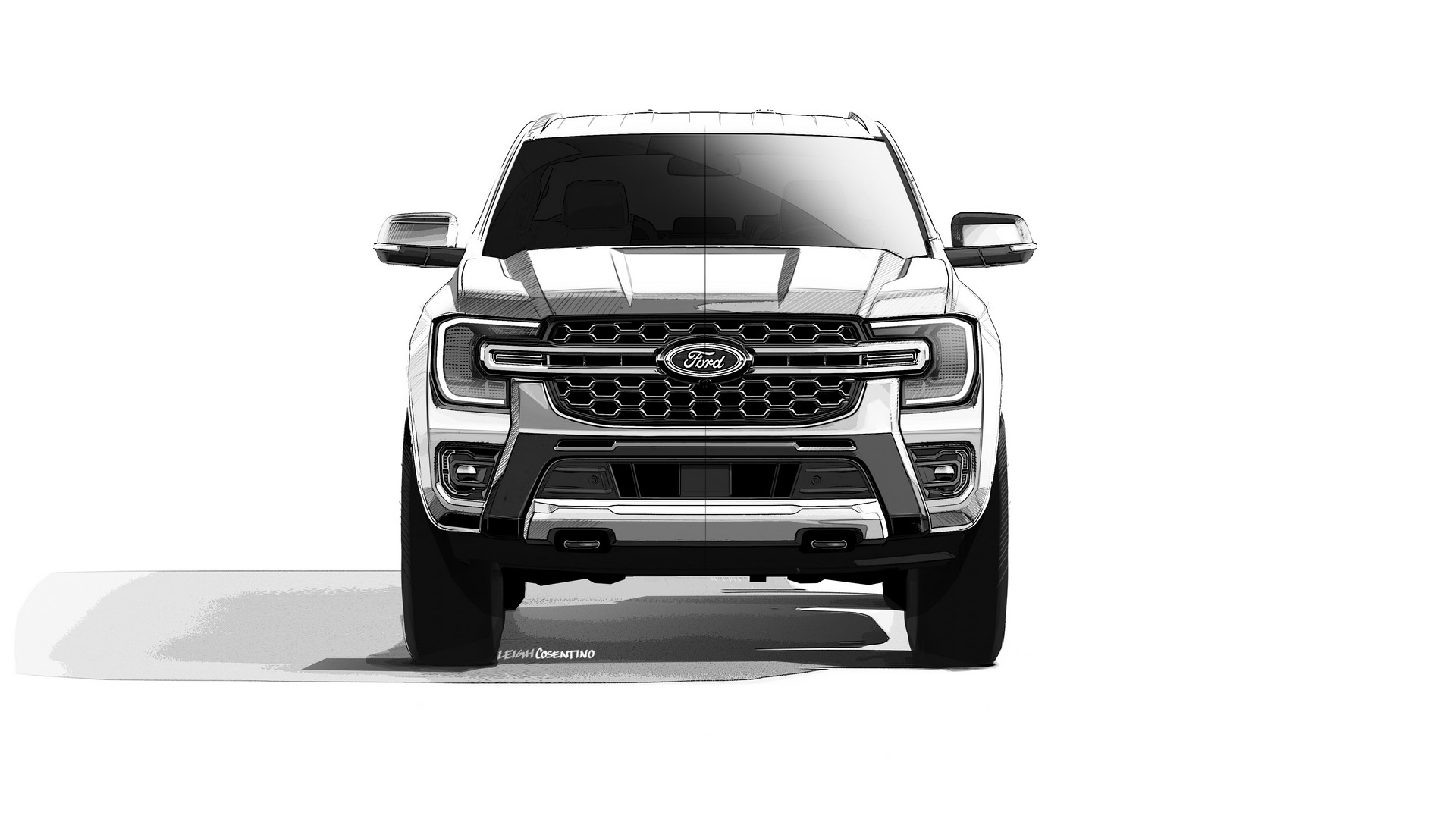Download 2023 Ford Ranger XLT - AU version - Design Sketch HD Wallpaper 1920x1080 #23