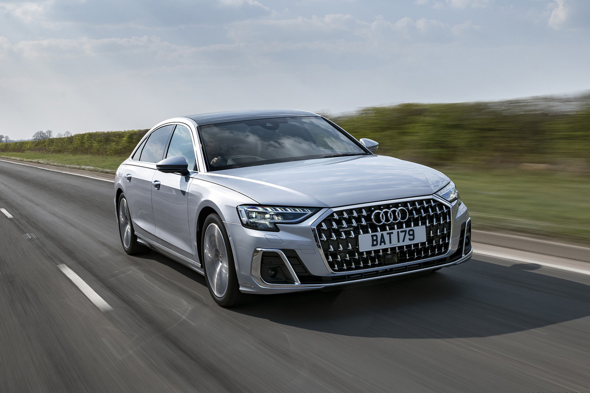 Download 2022 Audi A8 L 60 TFSI e - UK version - Front Three-Quarter HD Wallpaper 1920x1280 #13