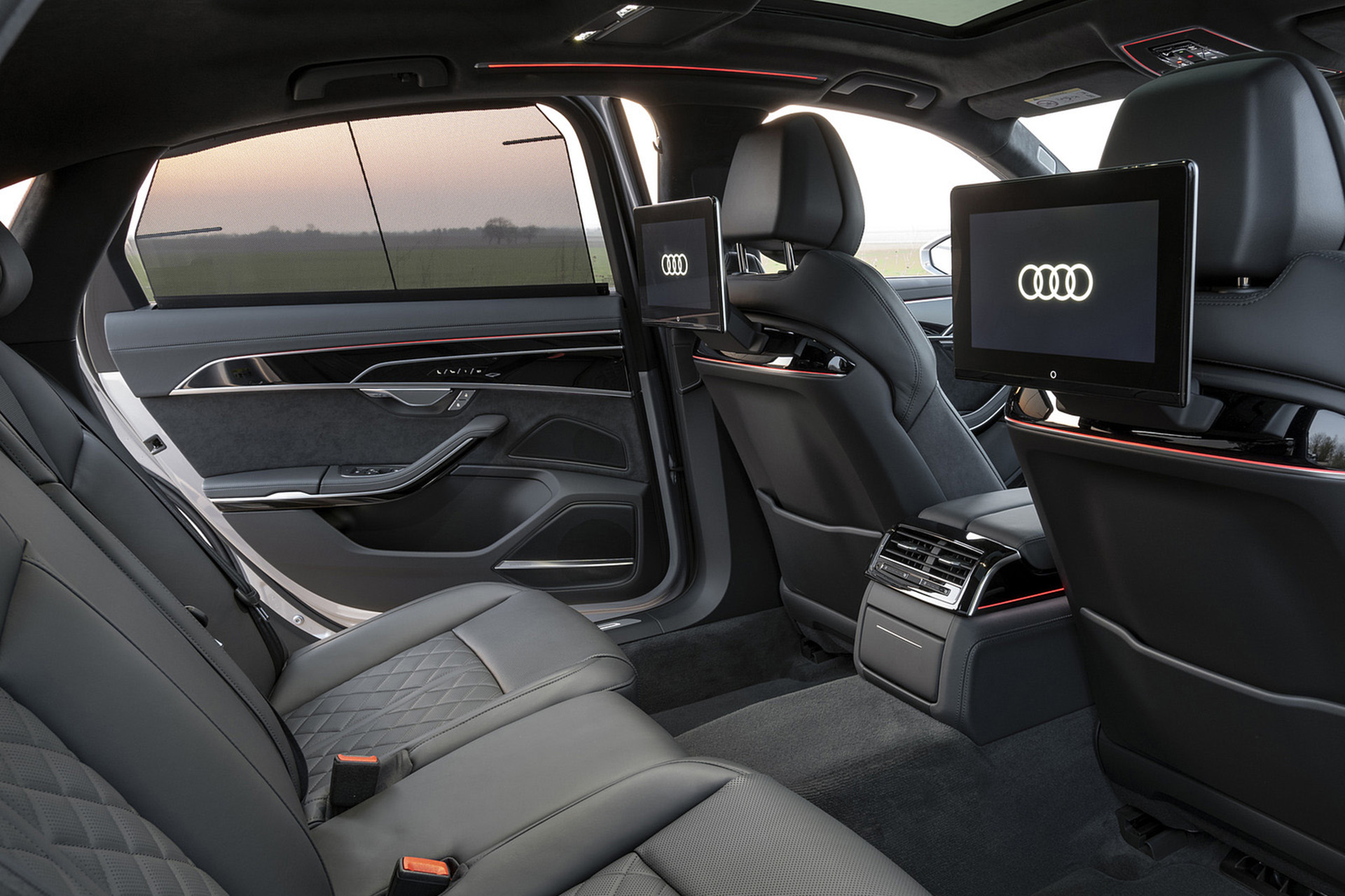 Download 2022 Audi A8 L 60 TFSI e - UK version - Interior, Rear Seats HD Wallpaper 1920x1280 #60