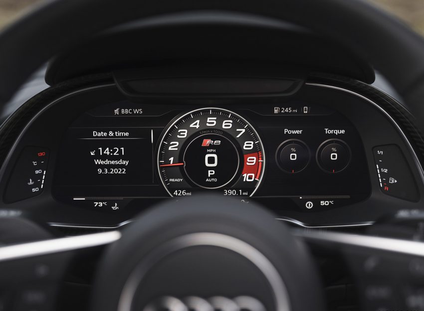 2022 Audi R8 Coupé V10 Performance RWD - UK version - Digital Instrument Cluster Wallpaper 850x624 #95