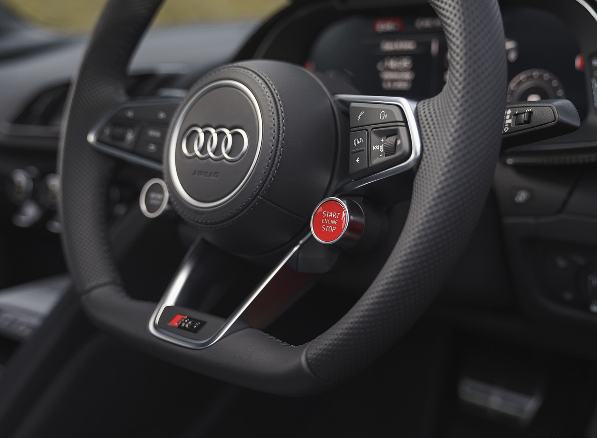 Download 2022 Audi R8 Coupé V10 Performance RWD - UK version - Interior, Steering Wheel HD Wallpaper 1920x1409 #99
