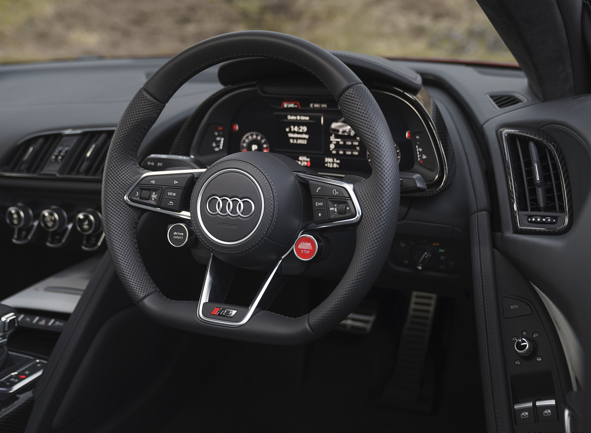Download 2022 Audi R8 Coupé V10 Performance RWD - UK version - Interior, Steering Wheel HD Wallpaper 1920x1409 #113