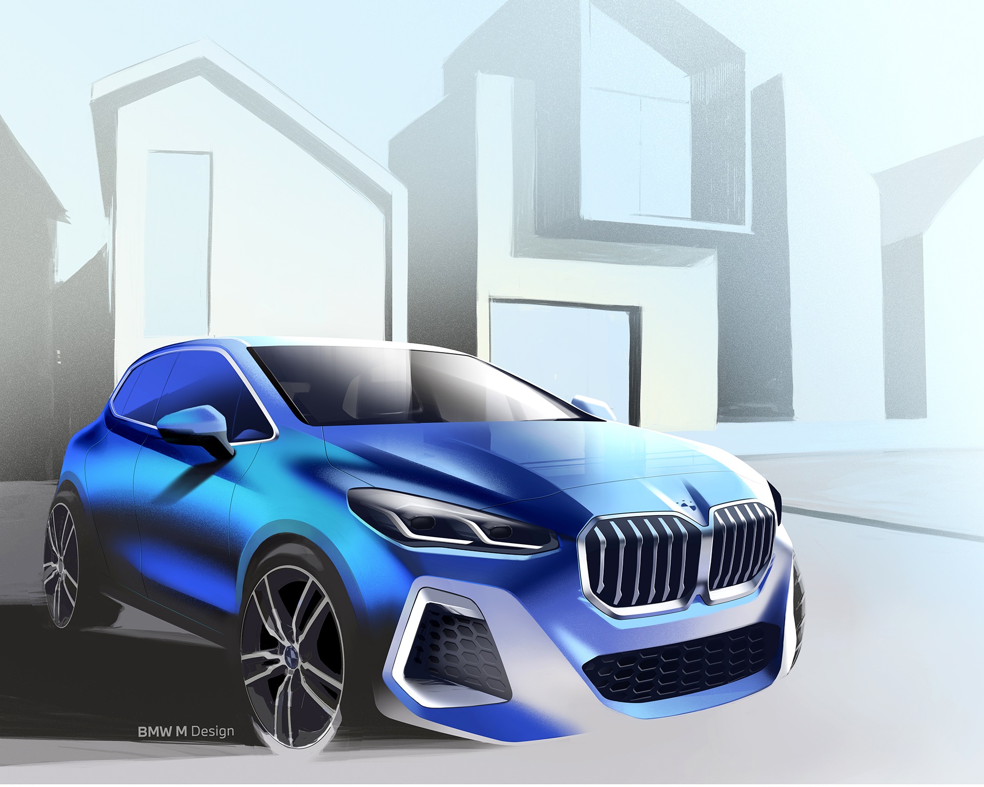 Download 2022 BMW 220i Active Tourer - UK version - Design Sketch HD Wallpaper 1920x1536 #59