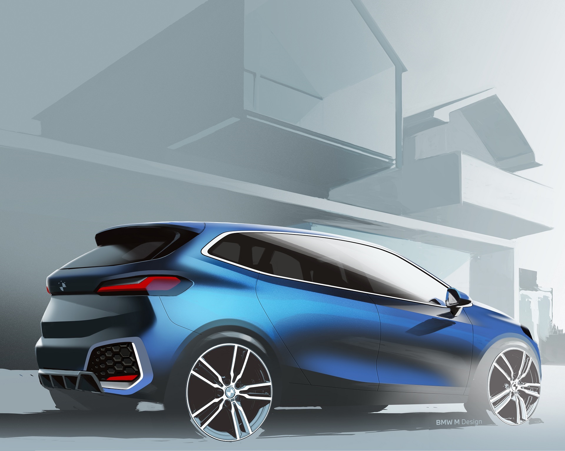Download 2022 BMW 220i Active Tourer - UK version - Design Sketch HD Wallpaper 1920x1535 #61