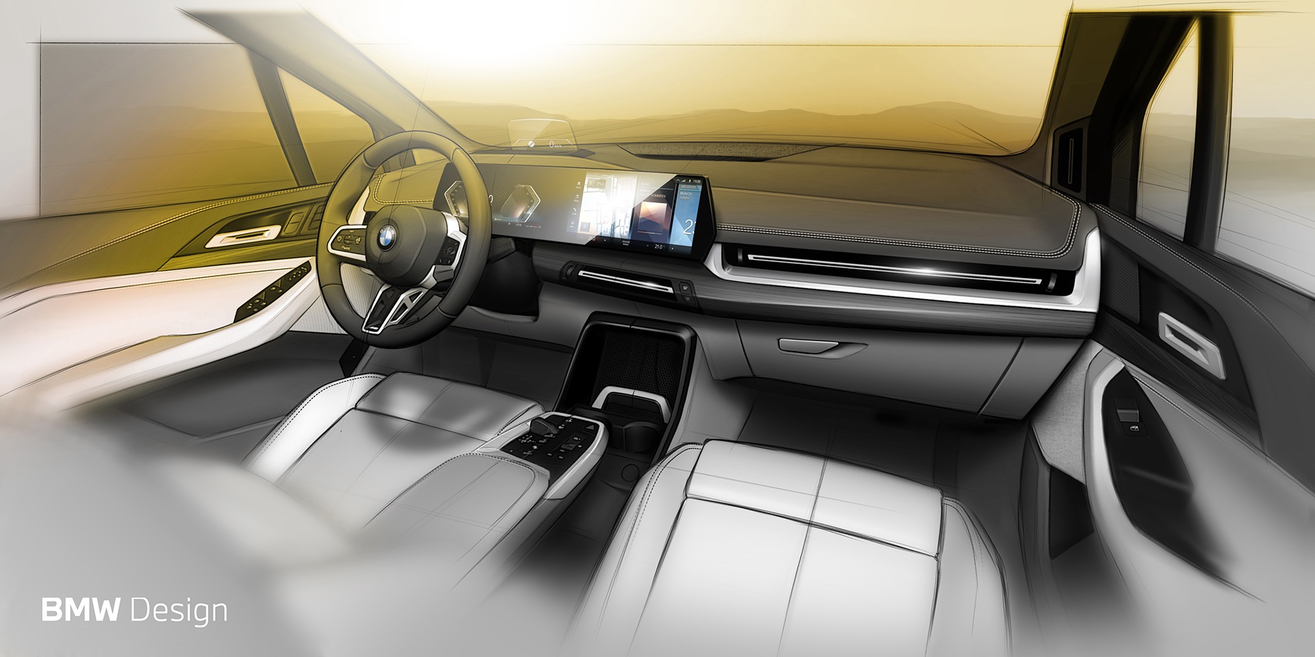 Download 2022 BMW 223i Active Tourer - UK version - Design Sketch HD Wallpaper 1920x960 #64