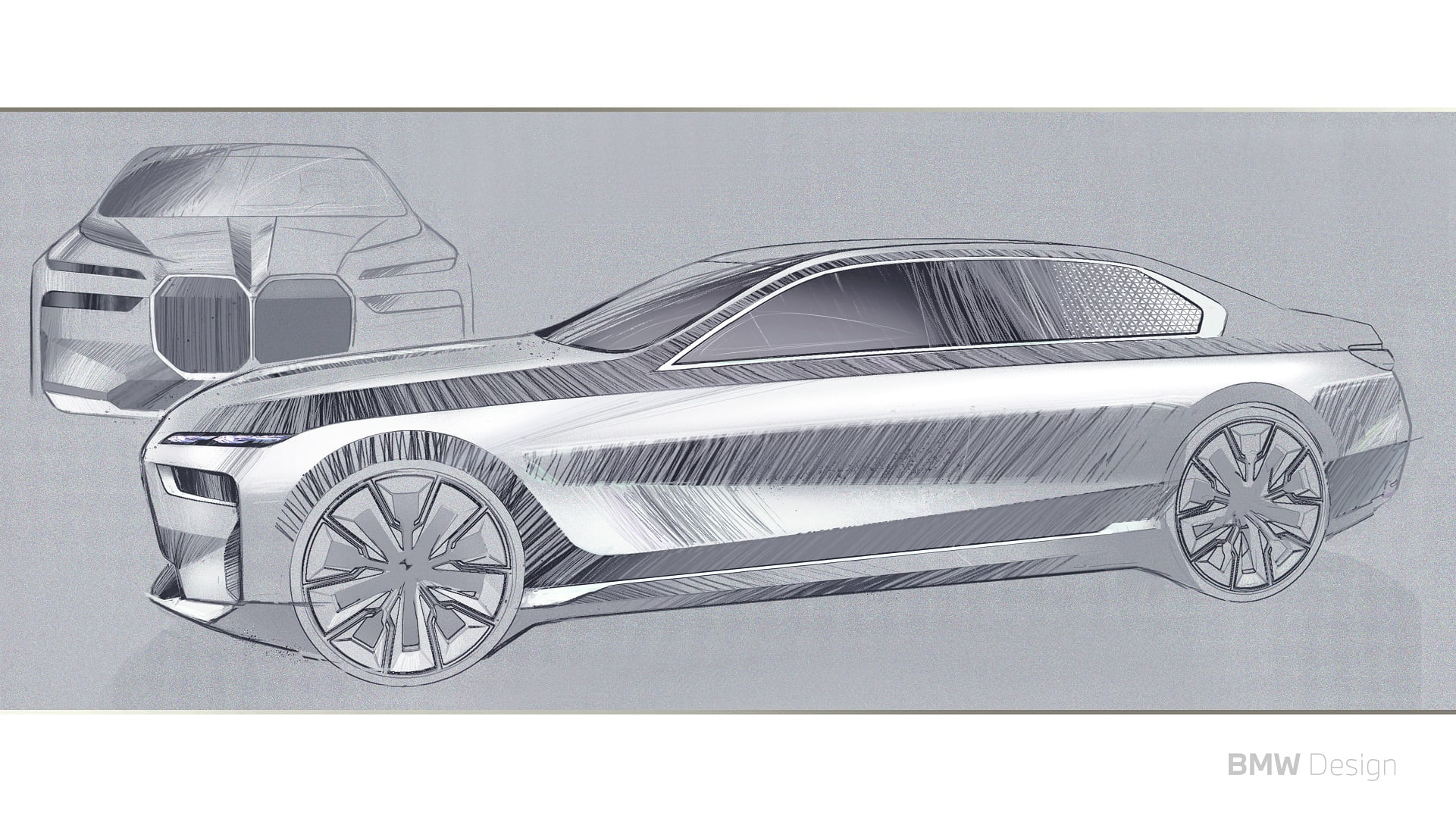 Download 2023 BMW 760i xDrive - Design Sketch HD Wallpaper 1921x1081 #53