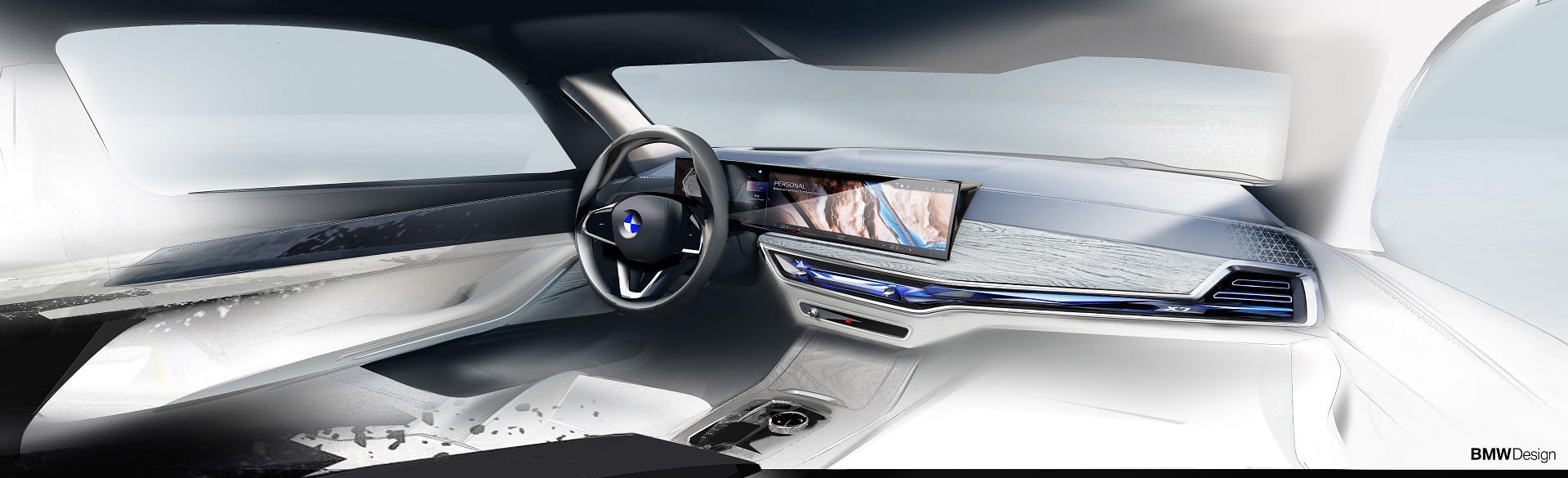 Download 2023 BMW X7 M60i xDrive - Design Sketch HD Wallpaper 1920x585 #73