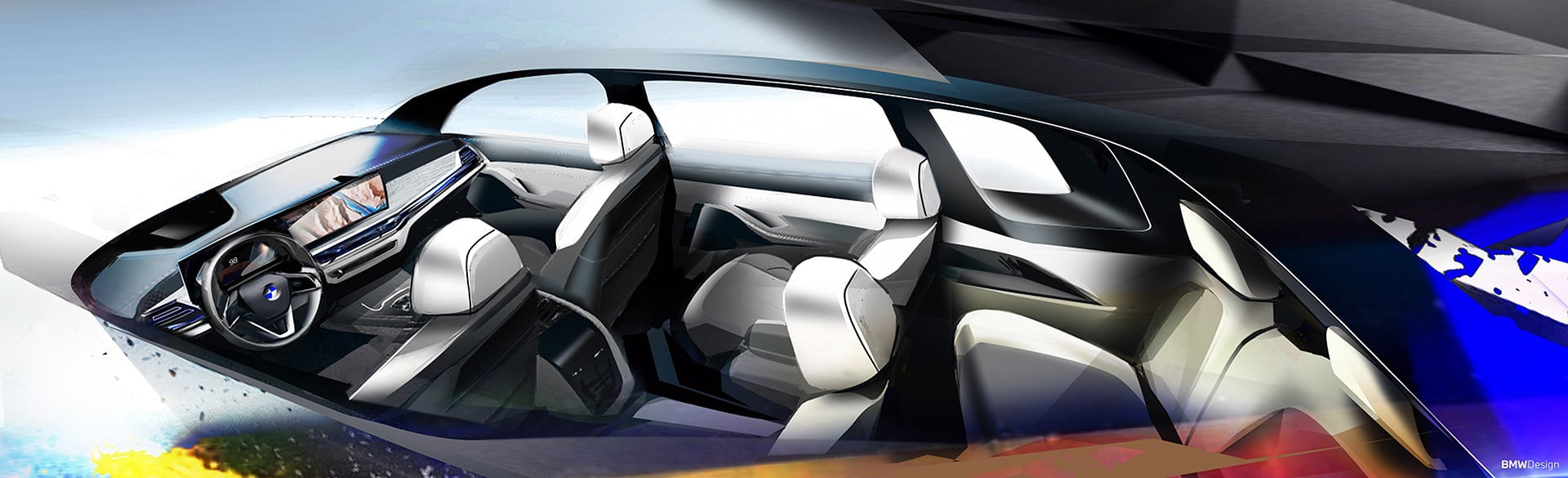 Download 2023 BMW X7 xDrive40i - Design Sketch HD Wallpaper 1920x585 #42