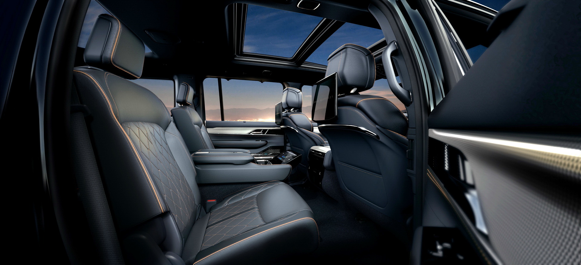 Download 2023 Jeep Grand Wagoneer L - Interior, Rear Seats HD Wallpaper 1921x876 #114