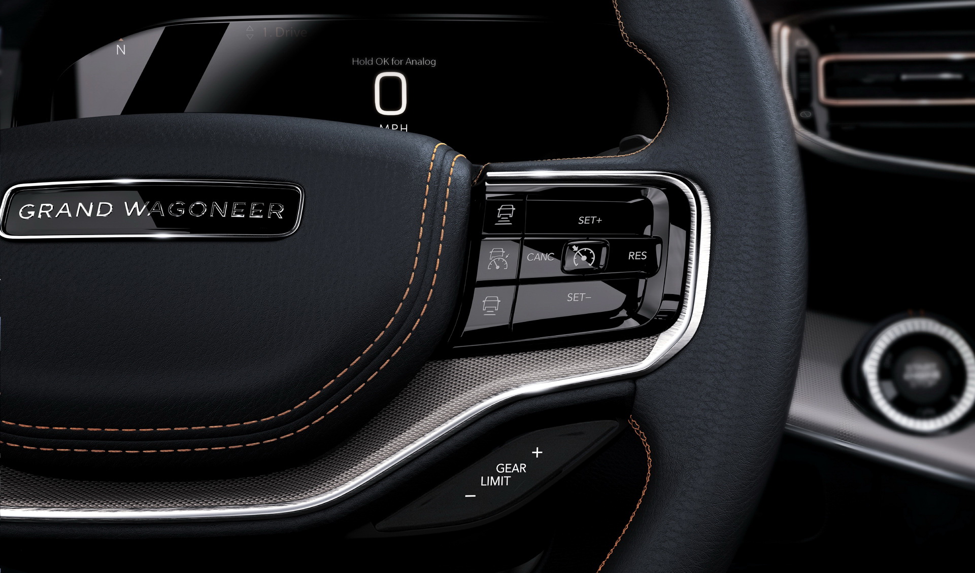 Download 2023 Jeep Grand Wagoneer L - Interior, Steering Wheel HD Wallpaper 1921x1130 #96
