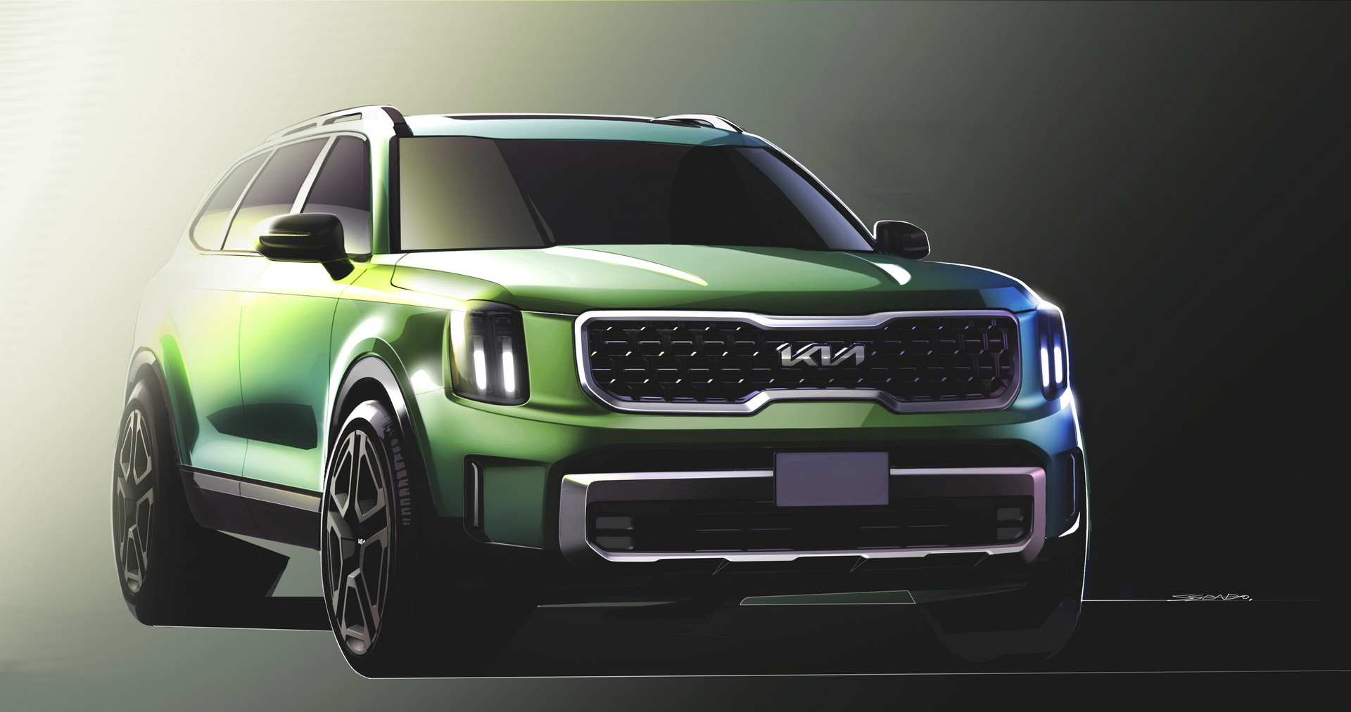 Download 2023 Kia Telluride X-Line - Design Sketch HD Wallpaper 1920x1013 #12