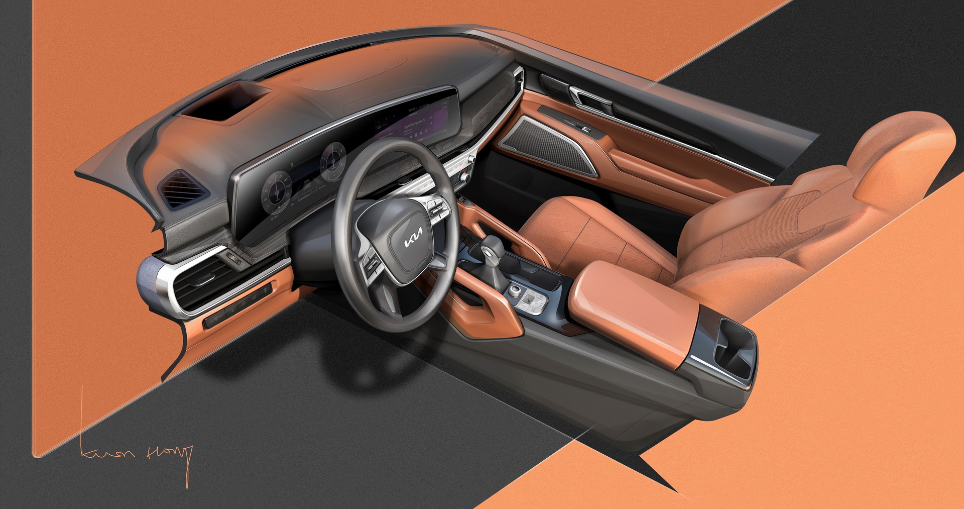 Download 2023 Kia Telluride X-Line - Design Sketch HD Wallpaper 1920x1013 #15