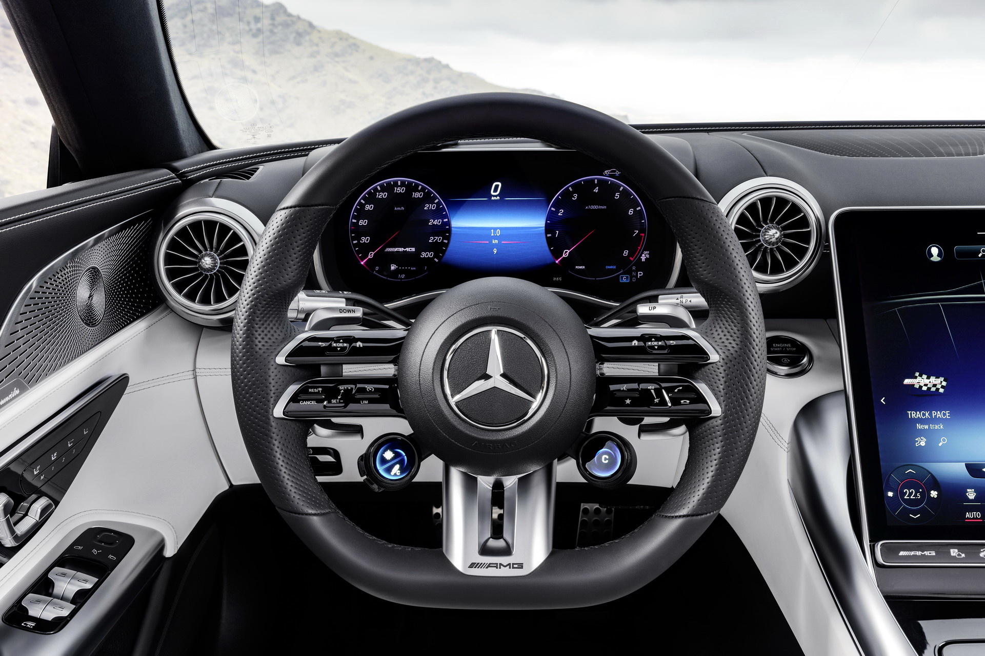 Download 2023 Mercedes-AMG SL 43 - Interior, Steering Wheel HD Wallpaper 1921x1281 #44