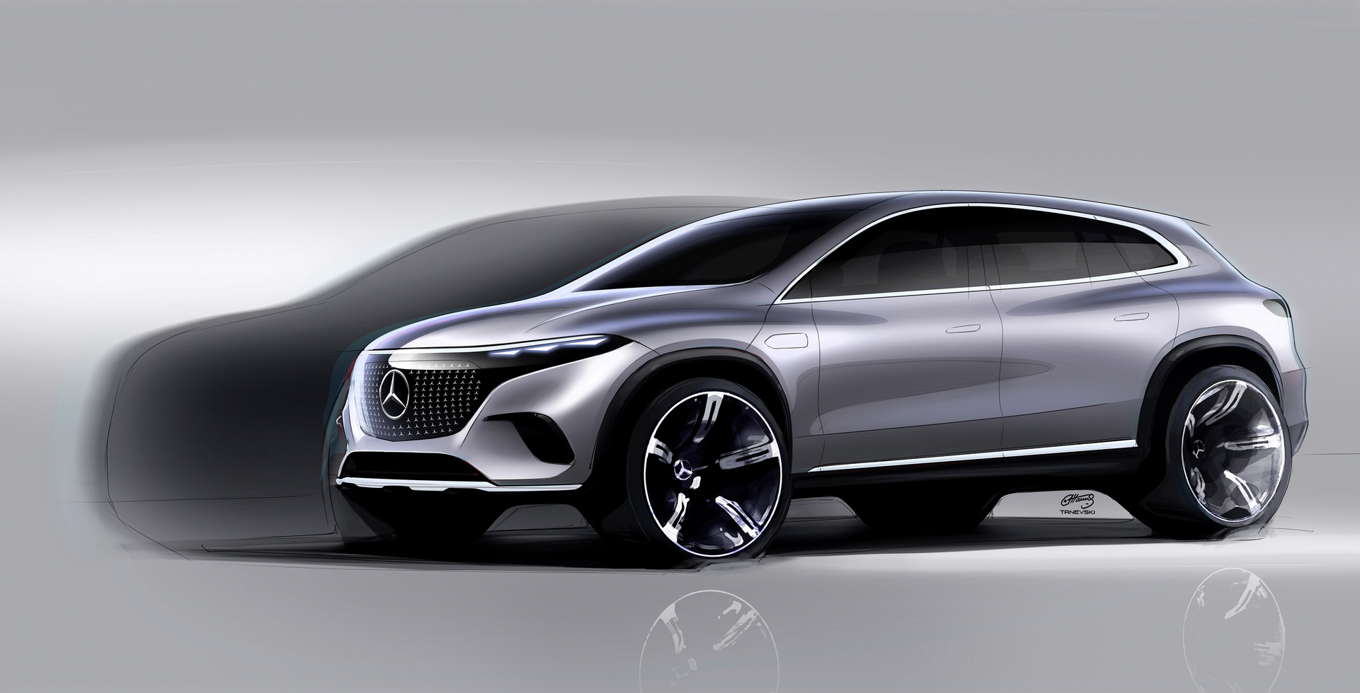 Download 2023 Mercedes-Benz EQS SUV - Design Sketch HD Wallpaper 1921x980 #96