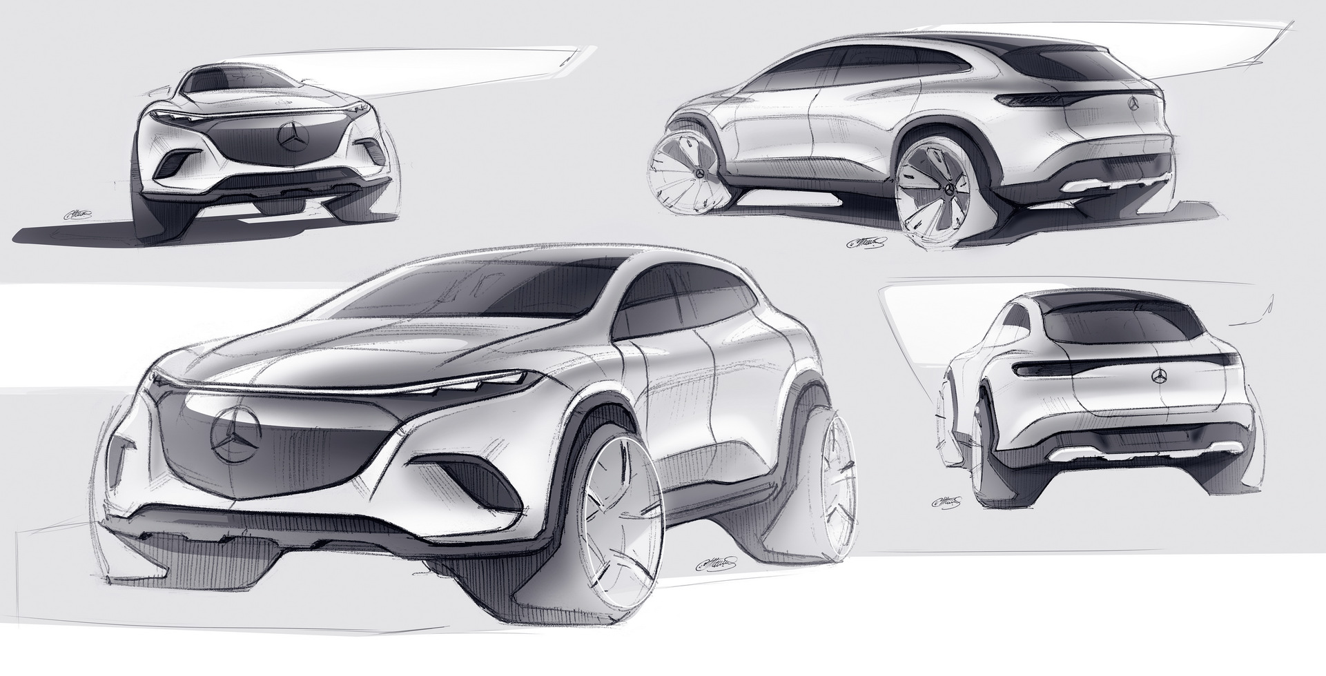 Download 2023 Mercedes-Benz EQS SUV - Design Sketch HD Wallpaper 1921x980 #102