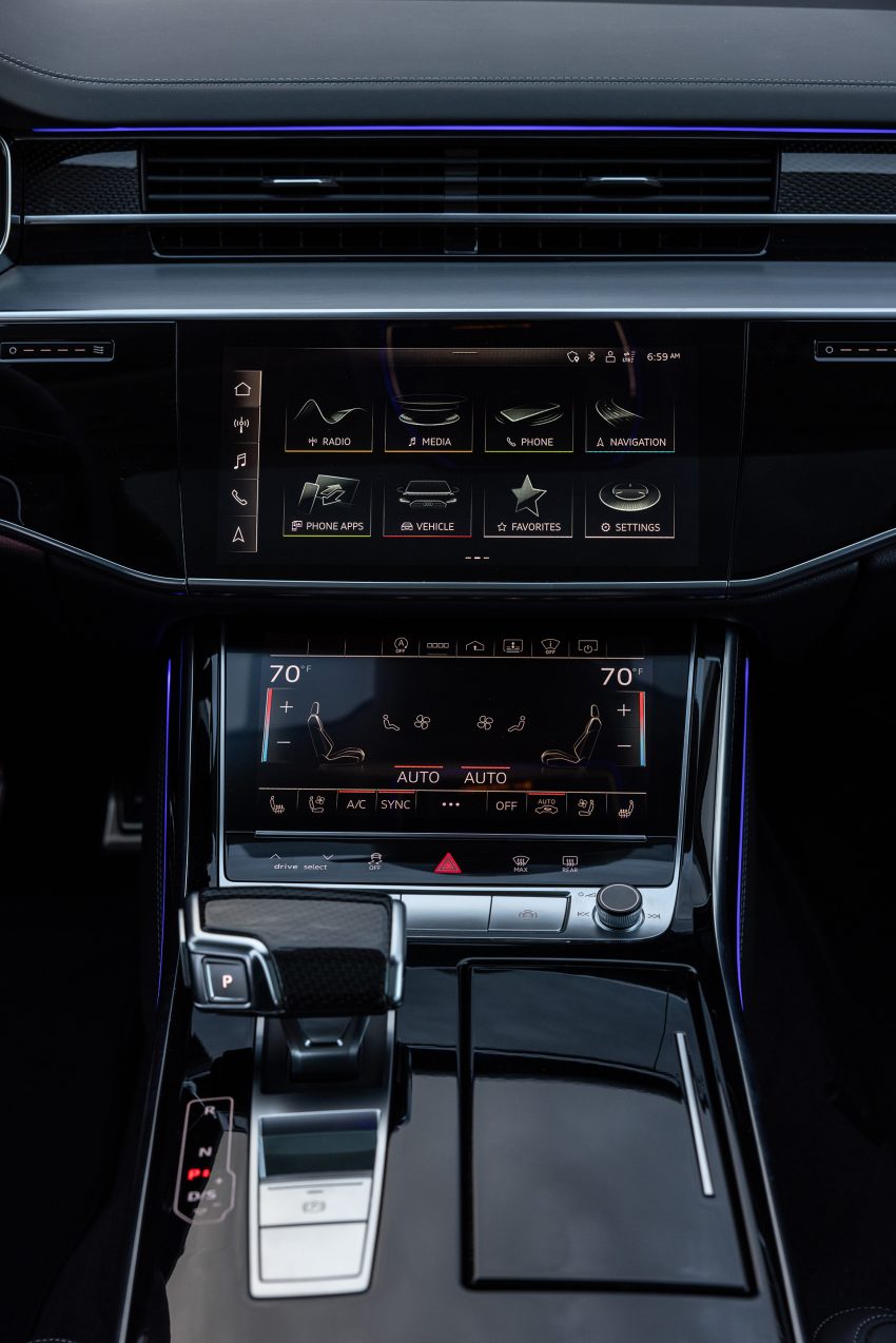 2022 Audi S8 - US version - Central Console Phone Wallpaper 850x1274 #61