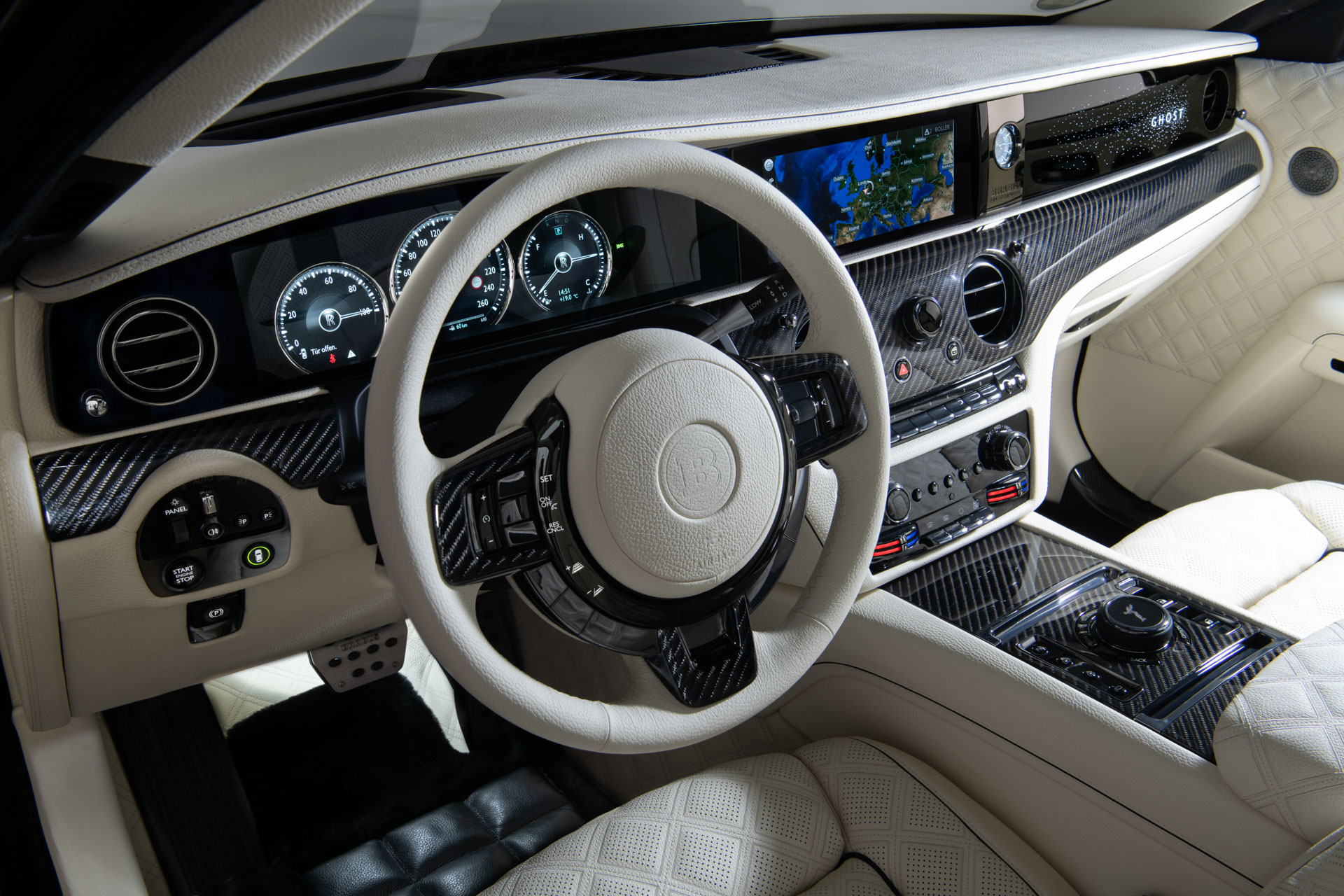 Download 2022 Brabus 700 based on Rolls-Royce Ghost Extended - Interior, Steering Wheel HD Wallpaper 1920x1280 #97