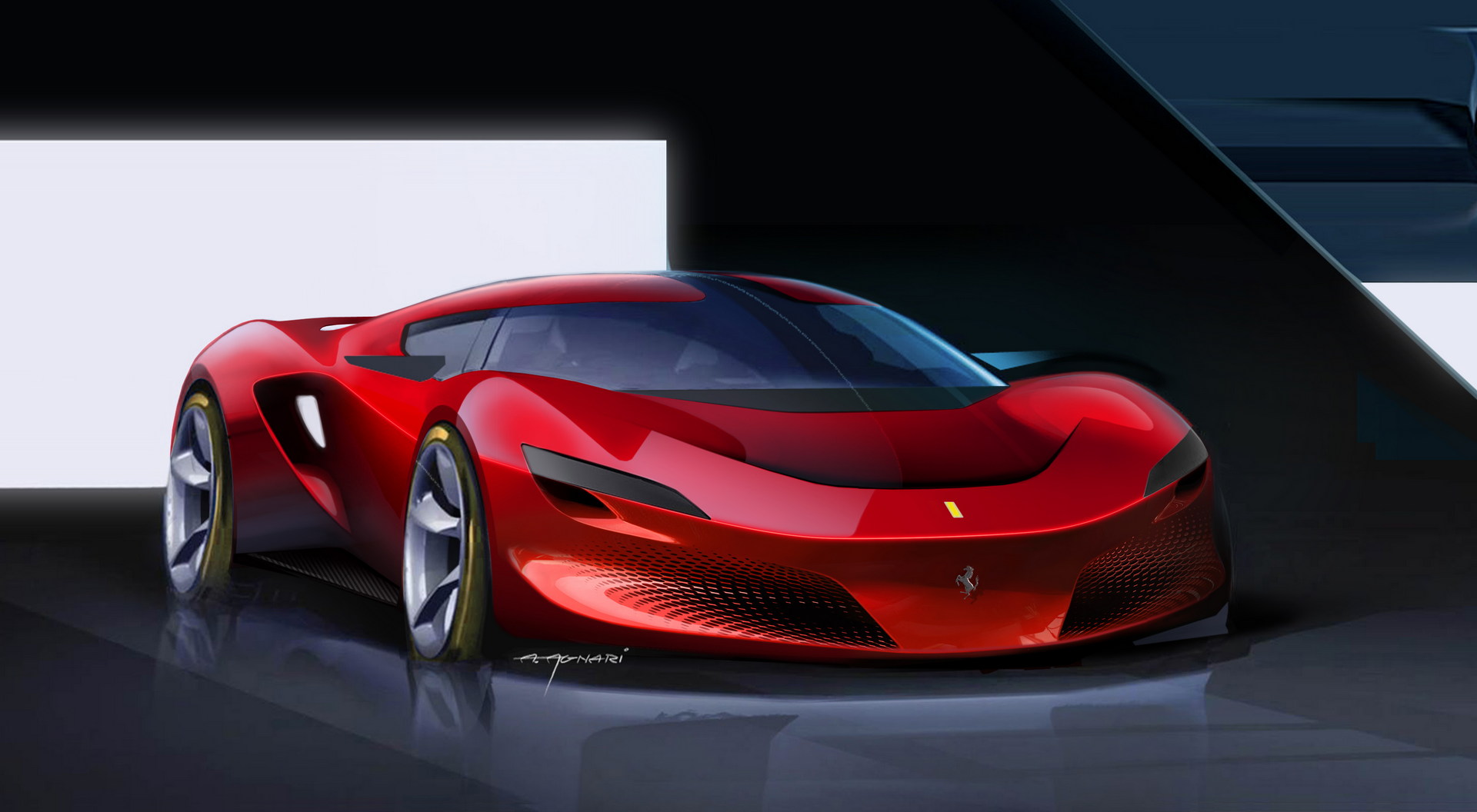 Download 2022 Ferrari SP48 Unica - Design Sketch HD Wallpaper 1920x1056 #12