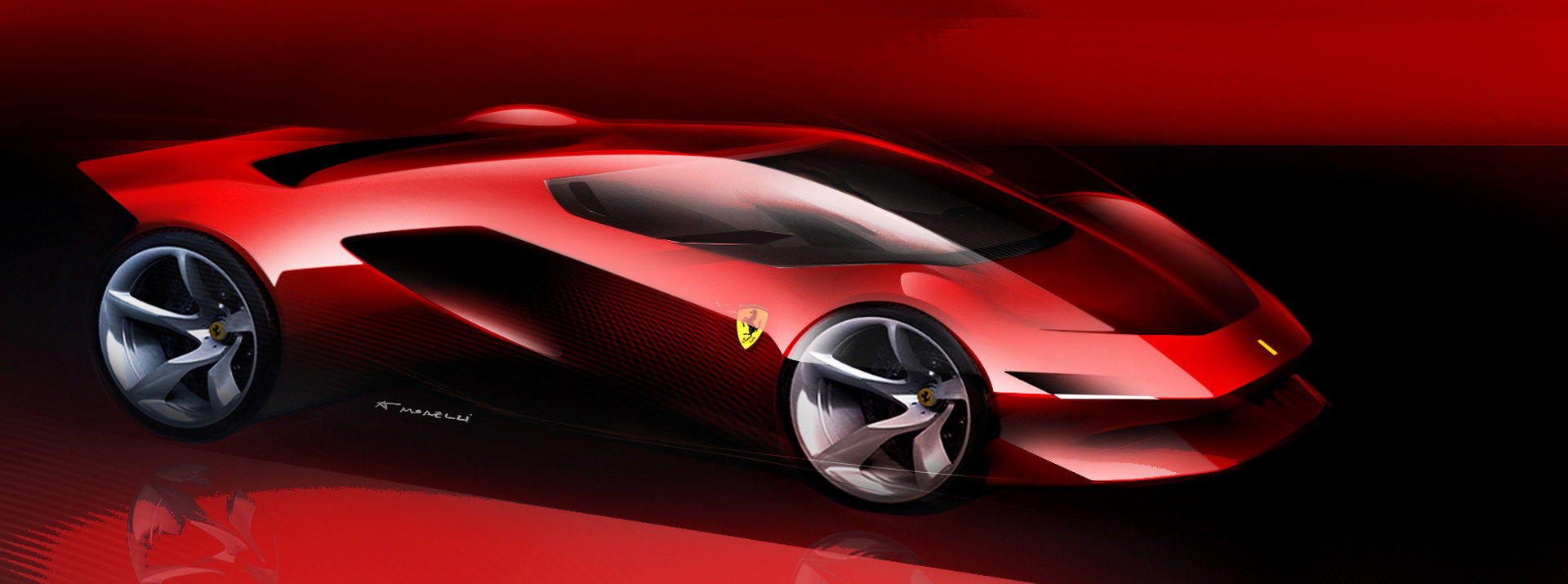 Download 2022 Ferrari SP48 Unica - Design Sketch HD Wallpaper 1920x715 #13