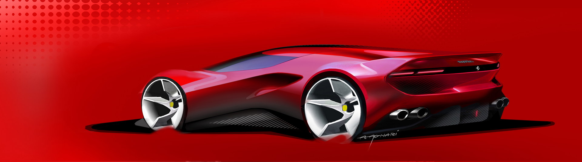 Download 2022 Ferrari SP48 Unica - Design Sketch HD Wallpaper 1920x537 #16