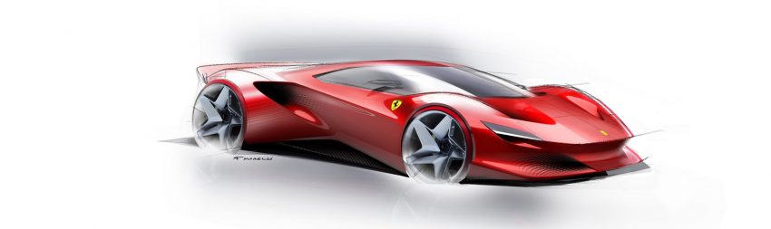 2022 Ferrari SP48 Unica - Design Sketch Wallpaper 850x253 #18