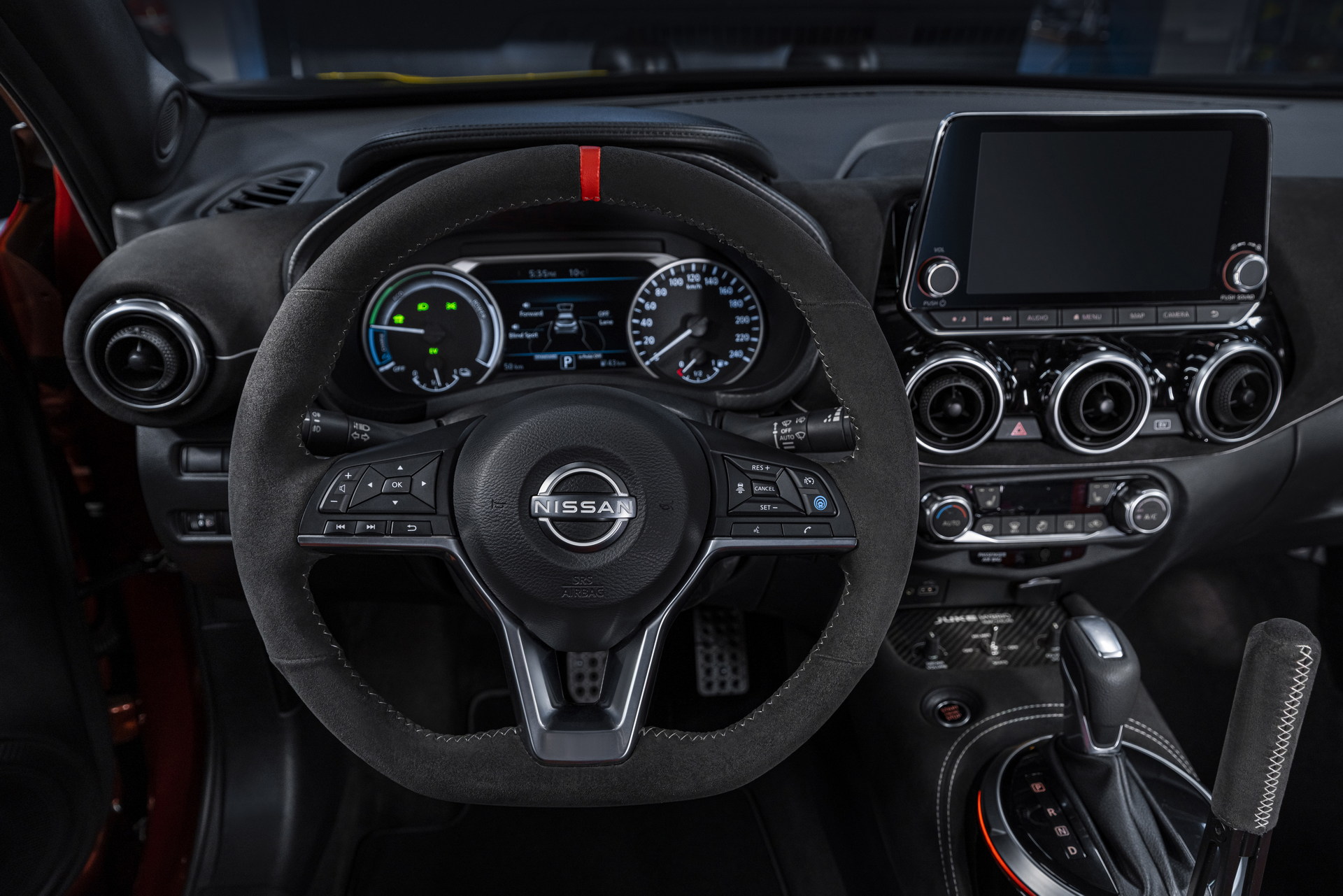 Download 2022 Nissan Juke Hybrid Rally Tribute Concept - Interior, Steering Wheel HD Wallpaper 1920x1281 #74