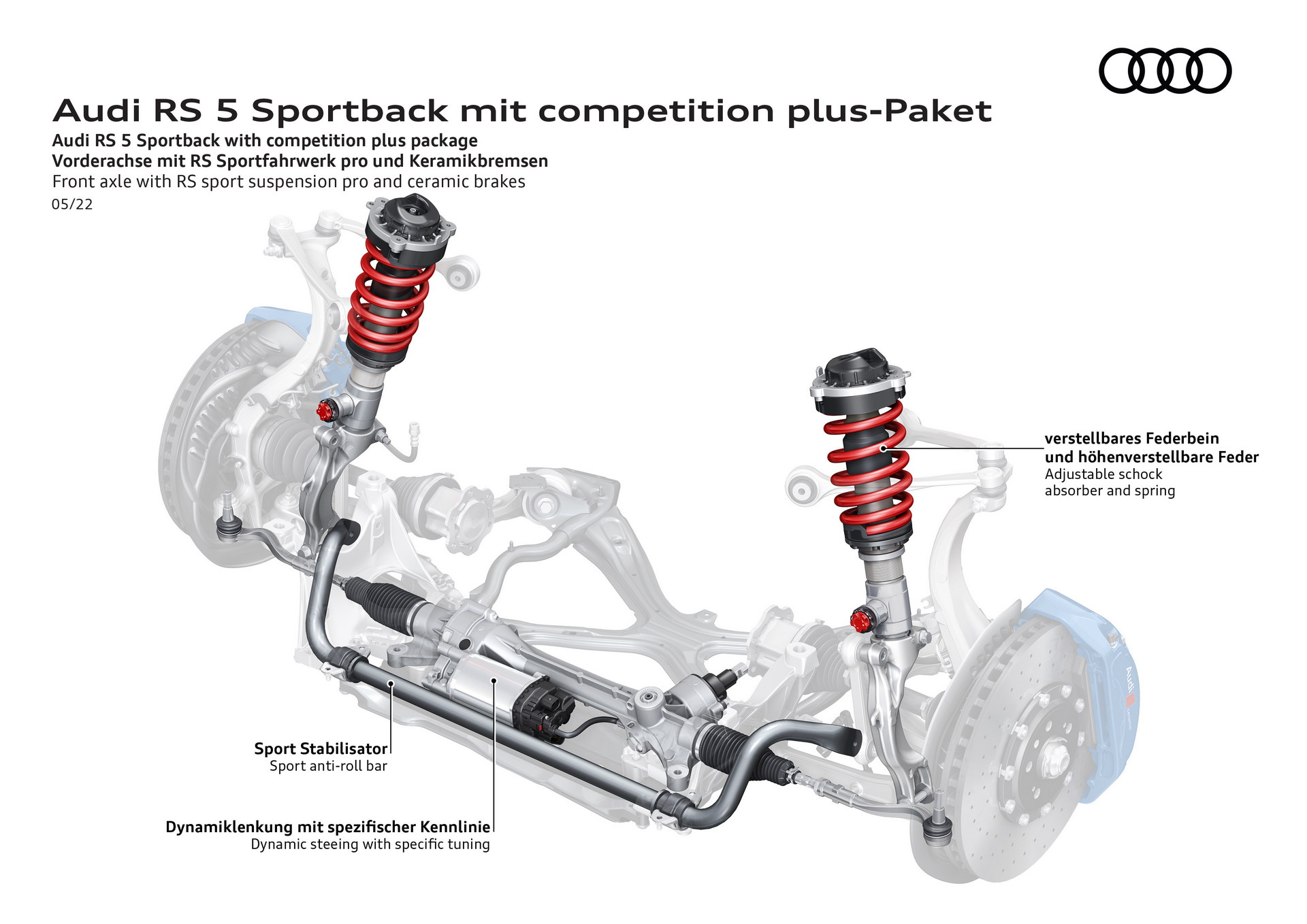 Download 2023 Audi RS5 Coupé Competition Plus - Front axle with RS sport suspension pro and ceramic brakes HD Wallpaper 1920x1358 #115