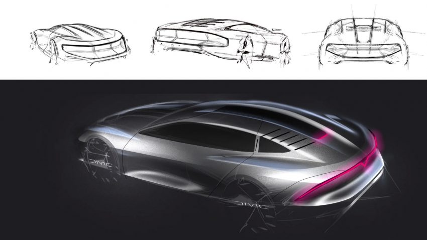2022 DeLorean Alpha 5 Concept - Design Sketch Wallpaper 850x478 #42