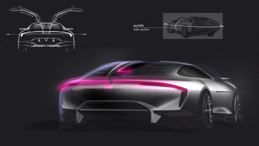 2022 DeLorean Alpha 5 Concept - Design Sketch Wallpaper 850x478 #41