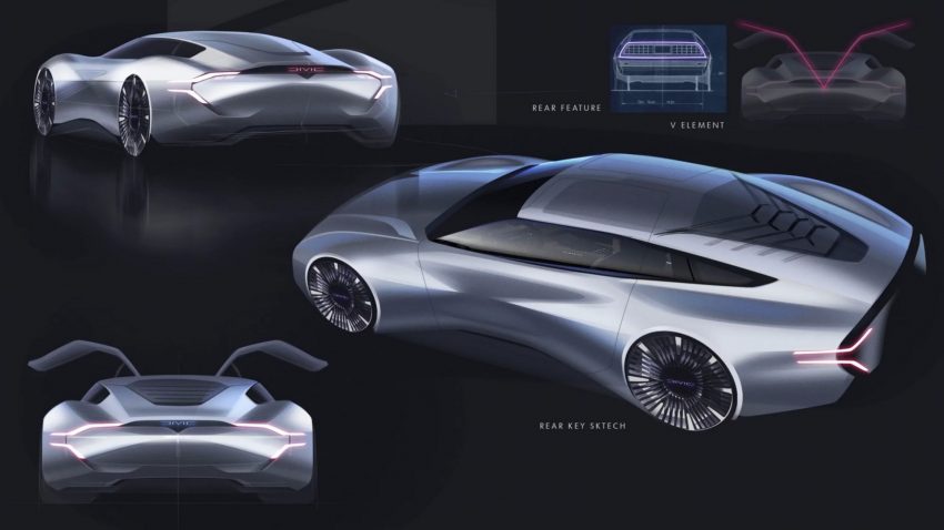 2022 DeLorean Alpha 5 Concept - Design Sketch Wallpaper 850x478 #40
