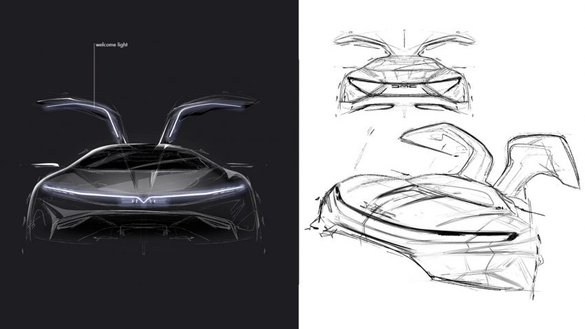 2022 DeLorean Alpha 5 Concept - Design Sketch Wallpaper 850x478 #54