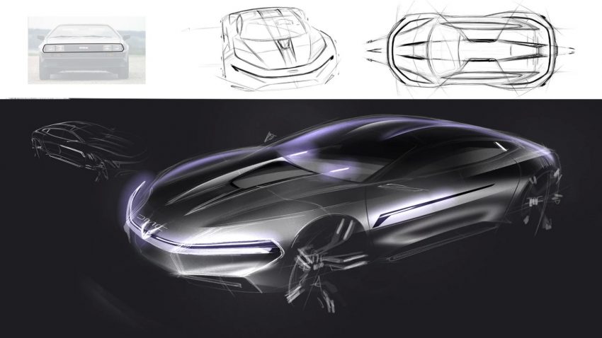 2022 DeLorean Alpha 5 Concept - Design Sketch Wallpaper 850x478 #52