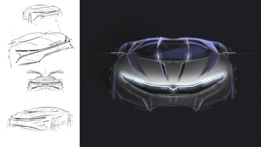 2022 DeLorean Alpha 5 Concept - Design Sketch Wallpaper 850x478 #48