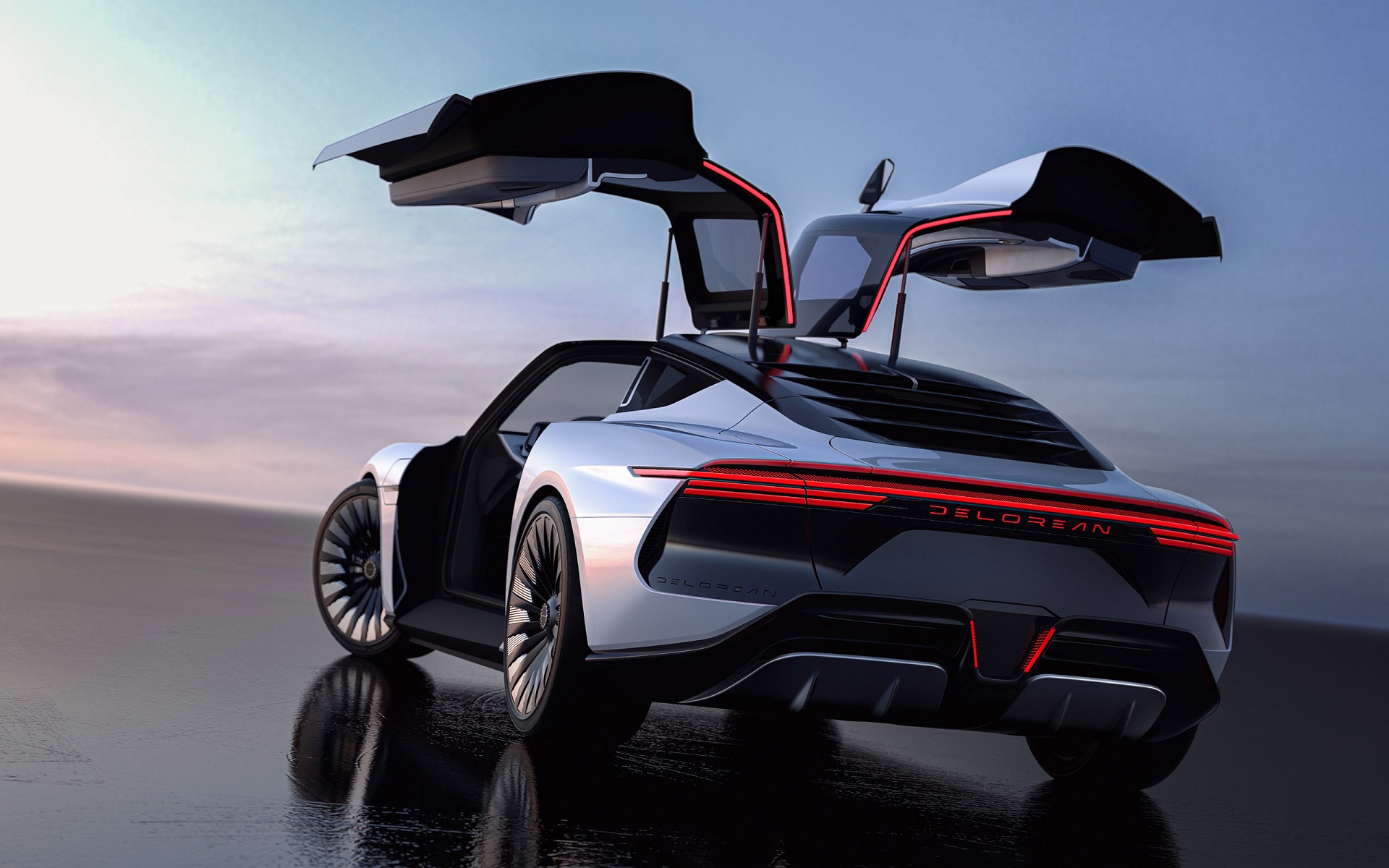 Download 2022 DeLorean Alpha 5 Concept - Rear HD Wallpaper 1920x1200 #22