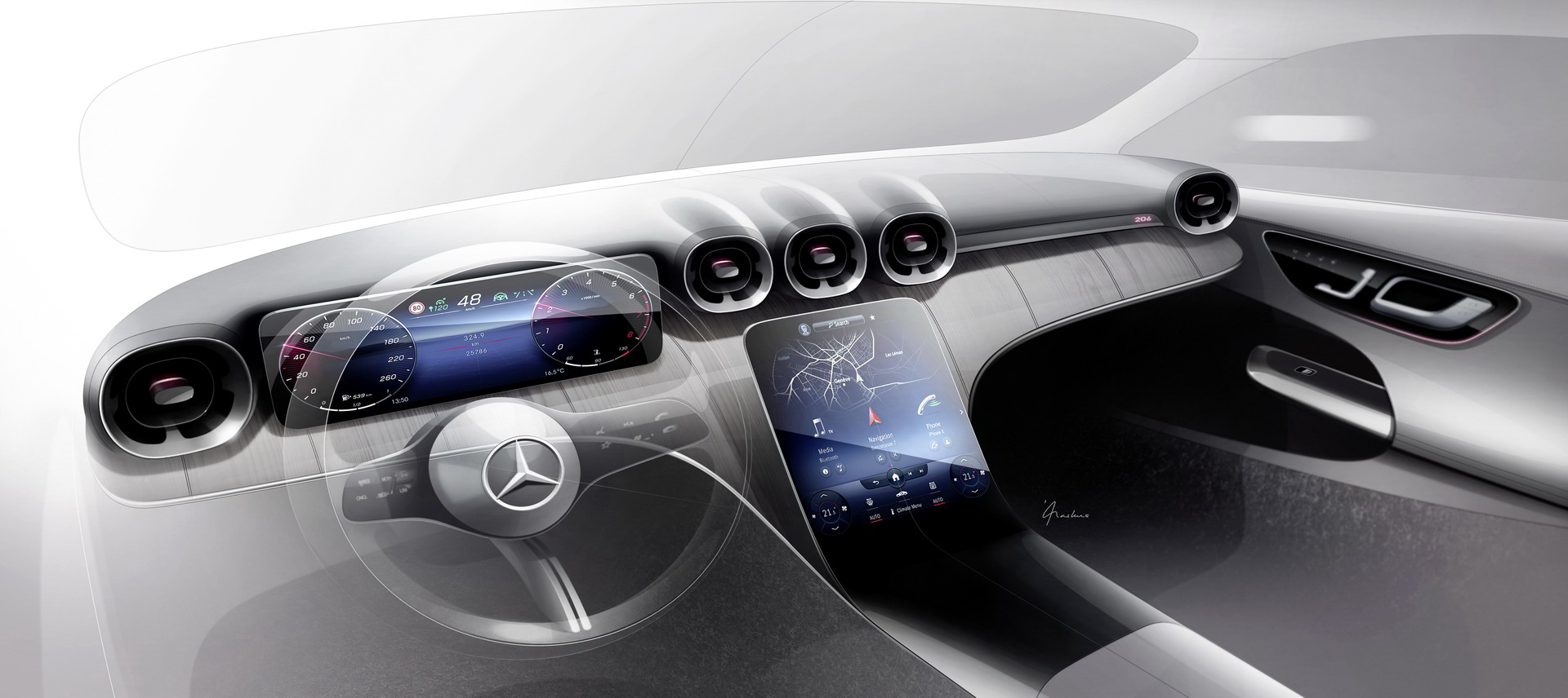 Download 2023 Mercedes-Benz GLC - Design Sketch HD Wallpaper 1920x856 #97