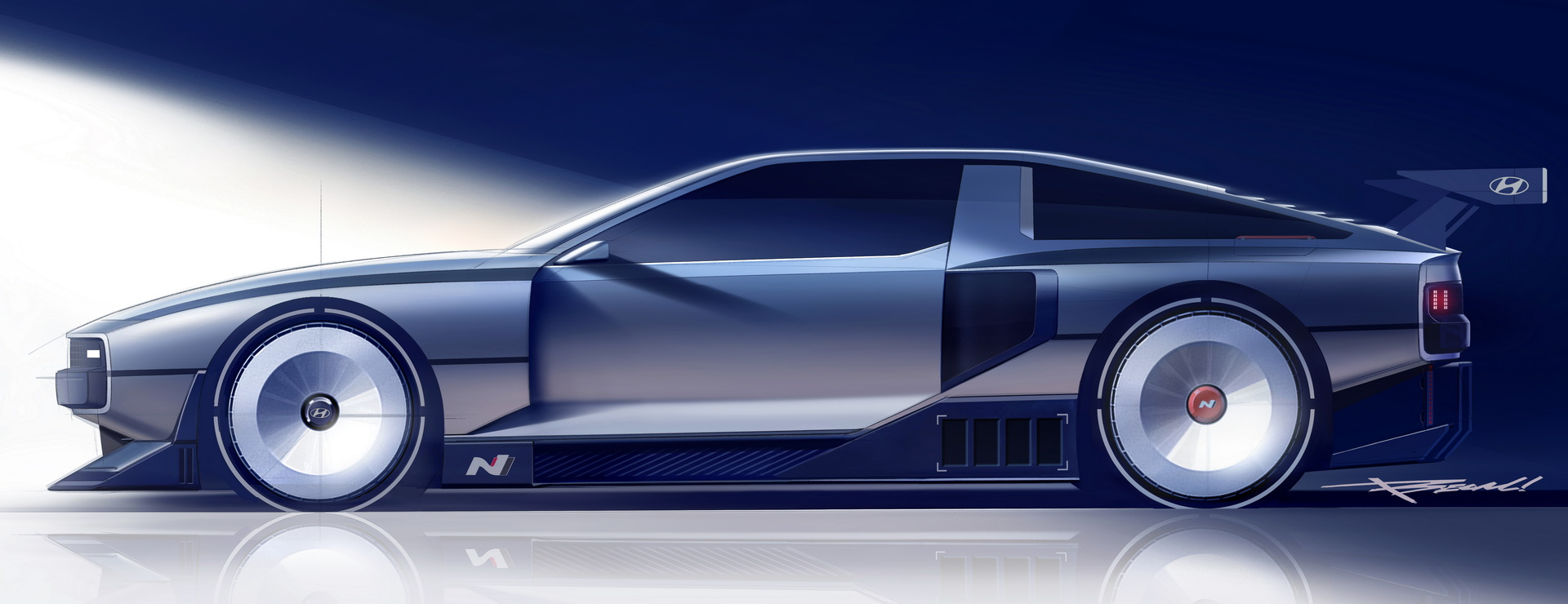 Download 2022 Hyundai N Vision 74 Concept - Design Sketch HD Wallpaper 1920x740 #27