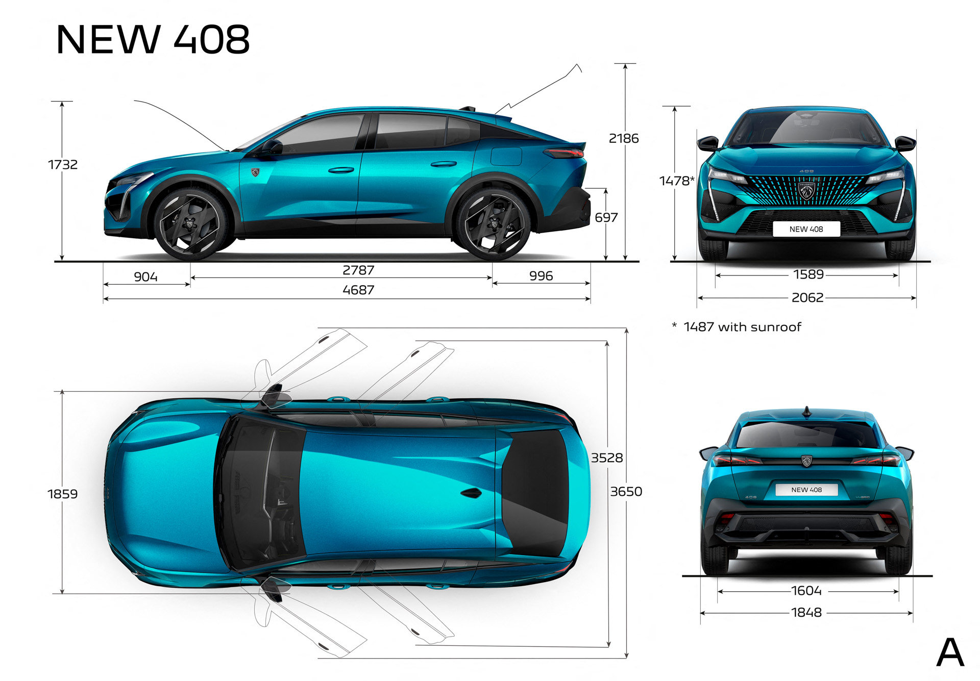 Download 2023 Peugeot 408 - Dimensions HD Wallpaper 1920x1335 #142