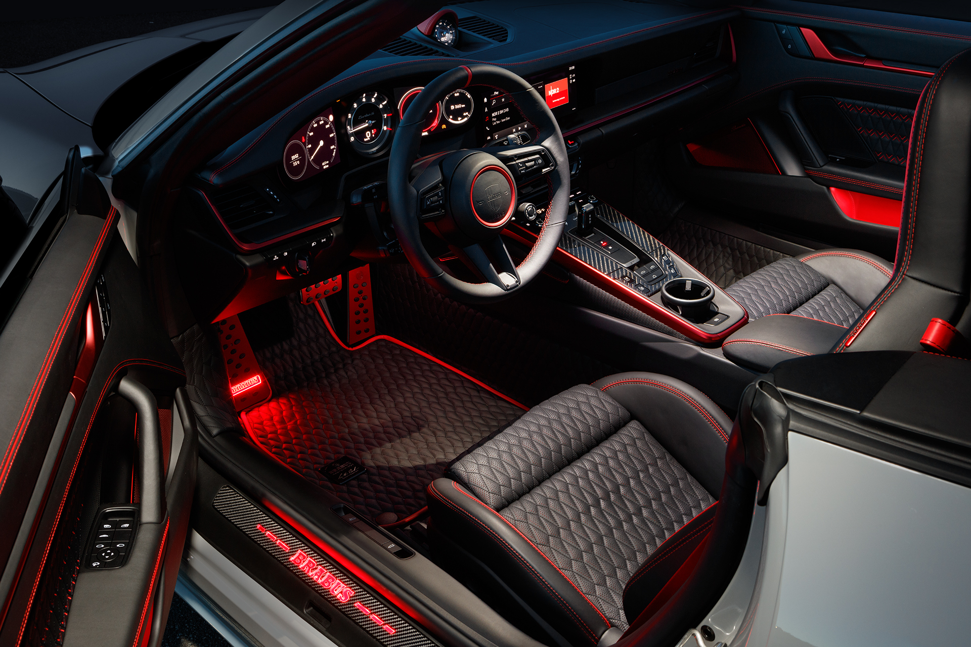 Download 2022 Brabus 820 based on Porsche 911 Turbo S Cabriolet - Interior HD Wallpaper 1920x1280 #84