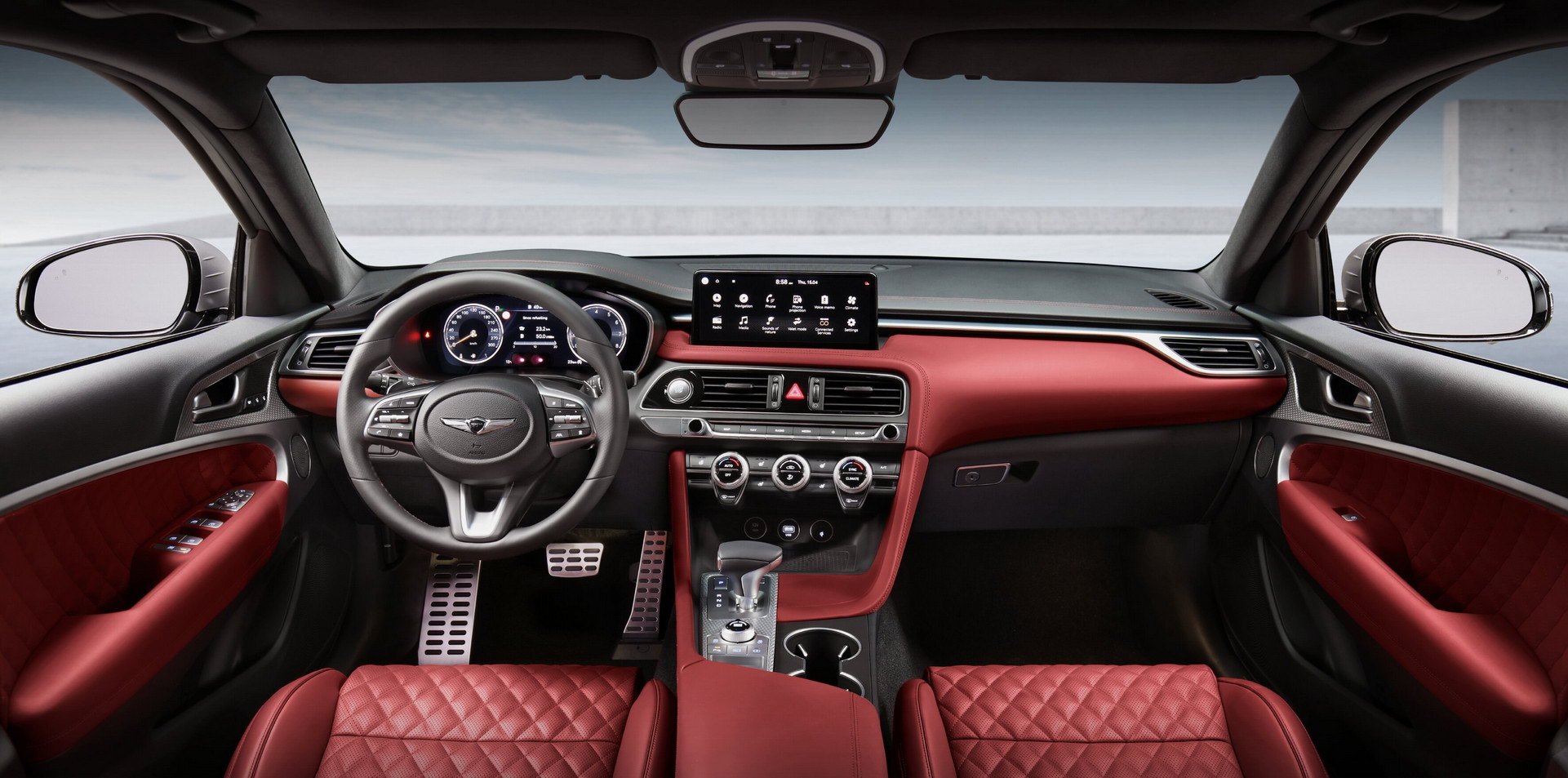 Download 2022 Genesis G70 Shooting Brake - Interior, Cockpit HD Wallpaper 1921x953 #130