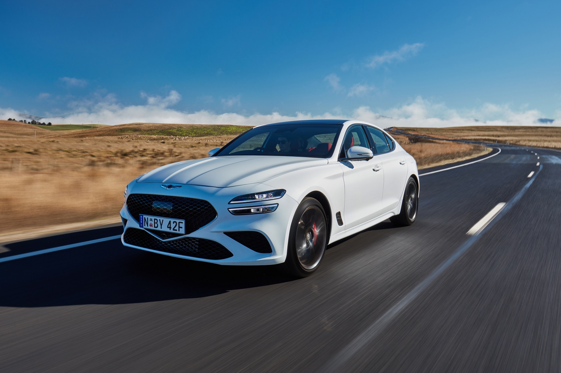 Download 2022 Genesis G70 Sport with Luxury Pack - Front Three-Quarter HD Wallpaper 1921x1280 #19