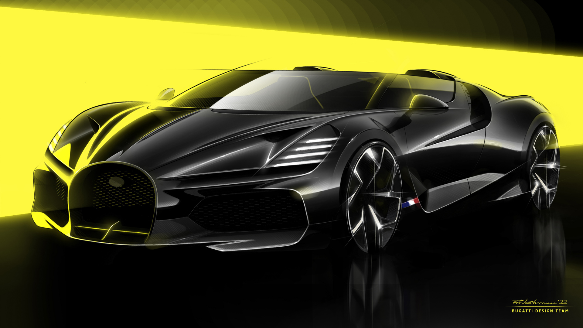 Download 2024 Bugatti W16 Mistral - Design Sketch HD Wallpaper 1920x1080 #31