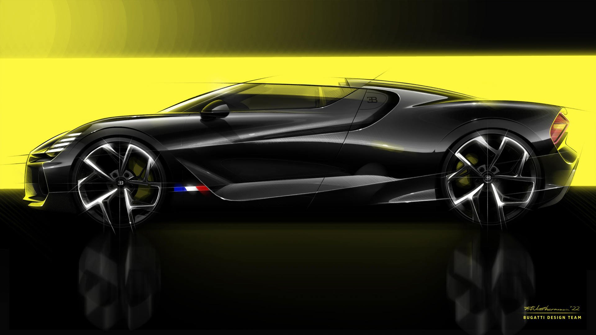 Download 2024 Bugatti W16 Mistral - Design Sketch HD Wallpaper 1920x1080 #32