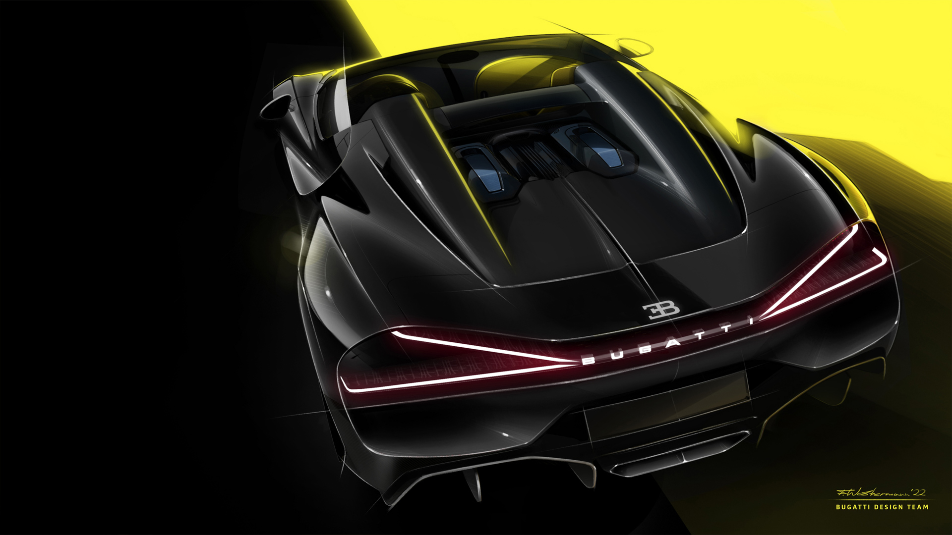 Download 2024 Bugatti W16 Mistral - Design Sketch HD Wallpaper 1920x1080 #33