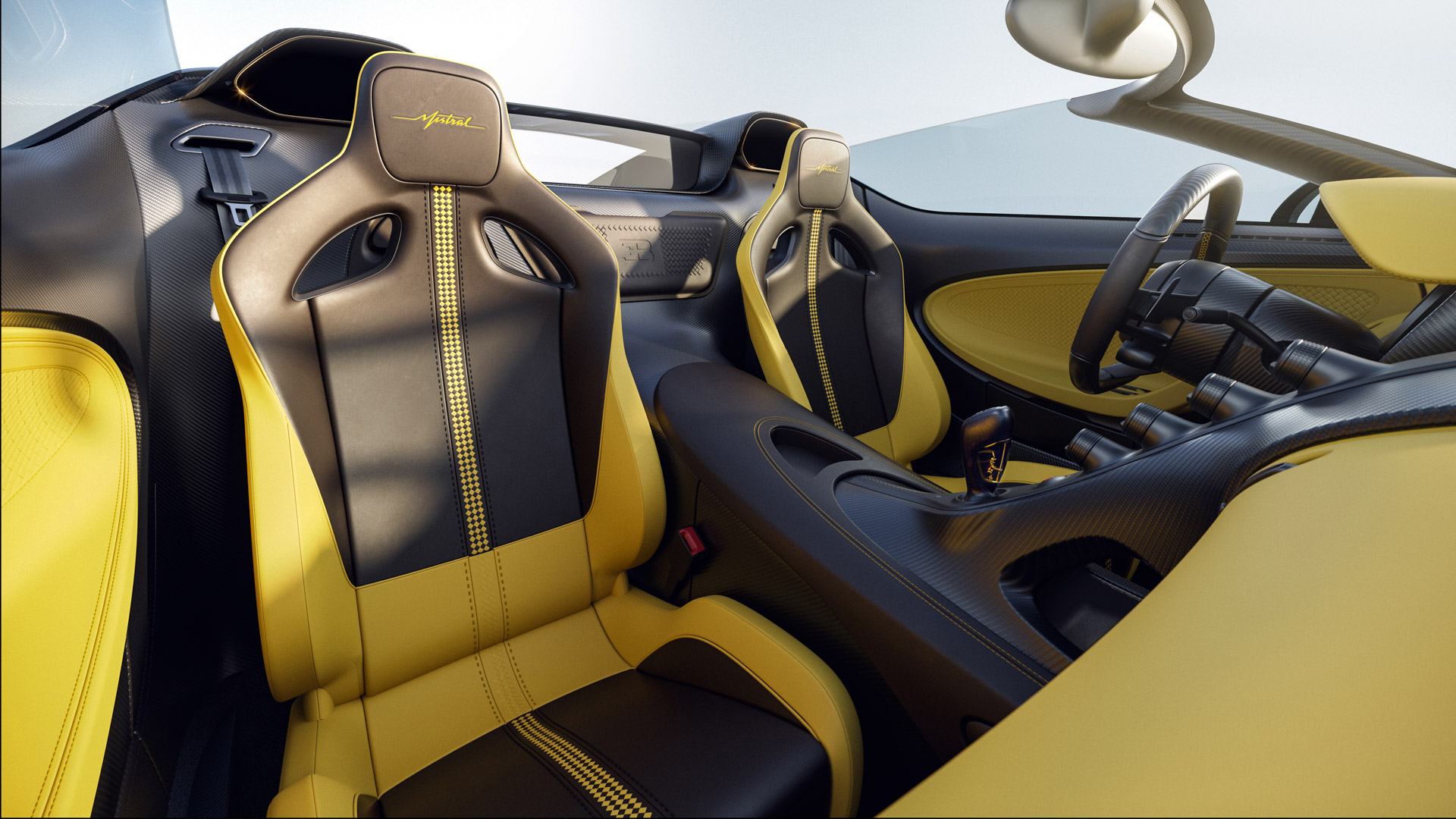 Download 2024 Bugatti W16 Mistral - Interior, Seats HD Wallpaper 1920x1080 #17